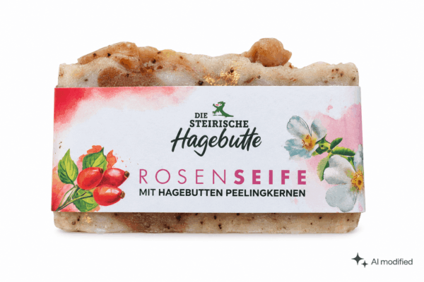 Rosenseife mit Hagebutten Peelingkernen – Bild 1
